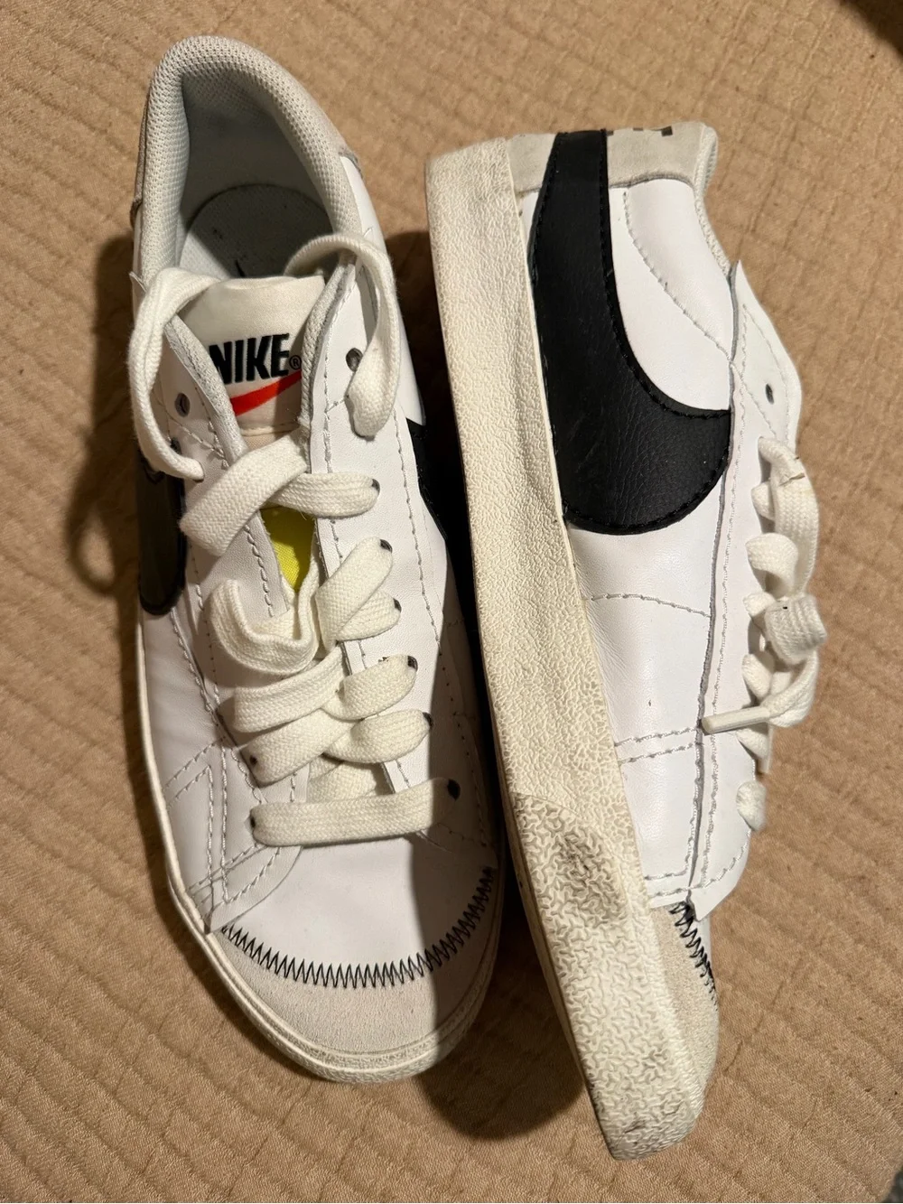 Nike Kids White Sneakers with Black Swoosh